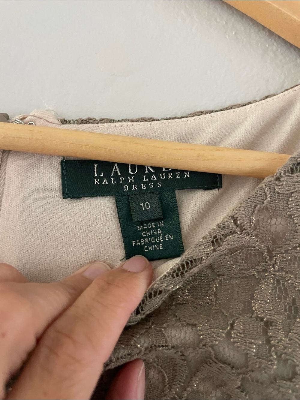 Lauren Ralph Lauren Taupe Lace Sleeveless Sheath Dress - Picture 4 of 5